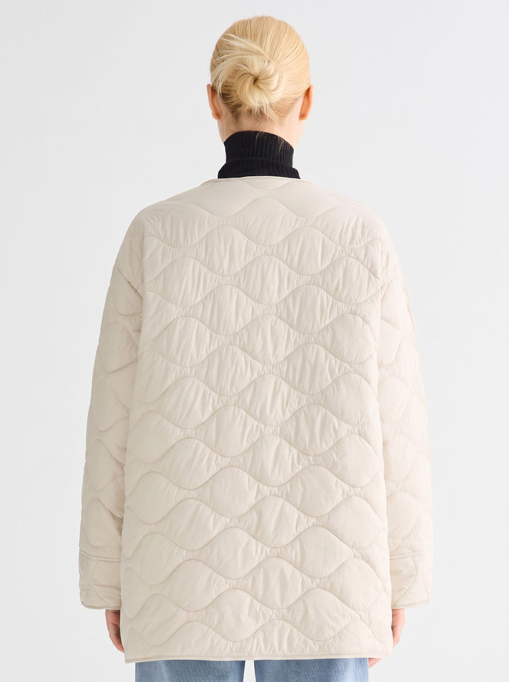 Oversized Quilted Snap Button Puffer Jacket