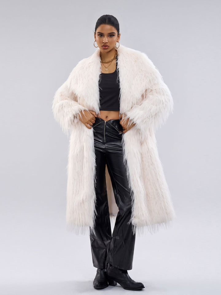 Vibrant Shaggy Long Faux Fur Coat