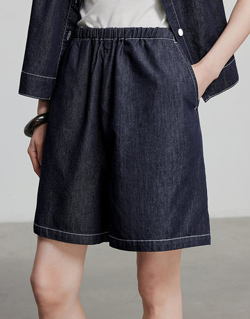 Relaxed Fit Vintage Stitch Casual Shorts