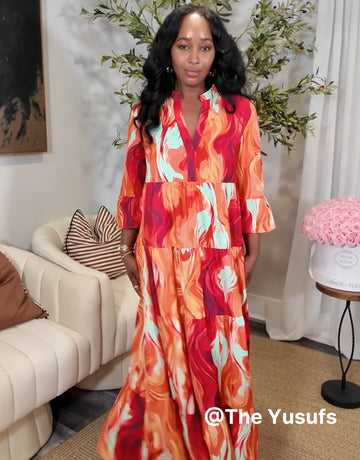 MIO Floral Print V Neck Tiered Maxi Dress