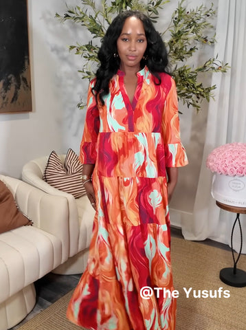 MIO Floral Print V Neck Tiered Maxi Dress