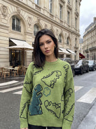 Oversized Dinosaur Graphic Crewneck Sweater