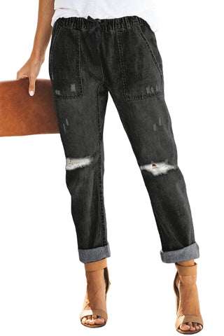 High Waist Drawstring Detail Jeans