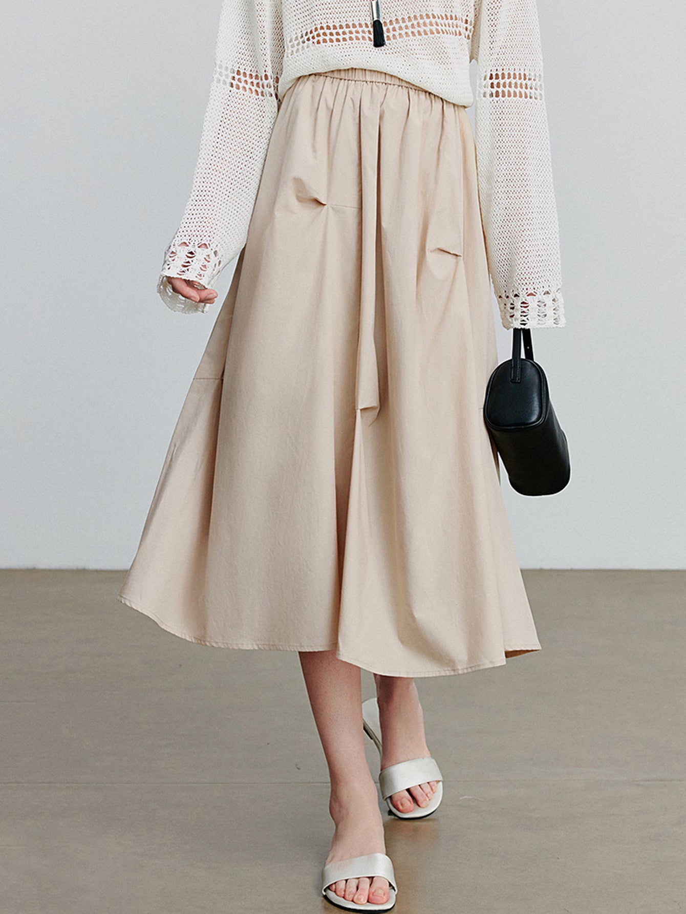 TOYOUTH High-Waisted Draped Modern Maxi Skirt