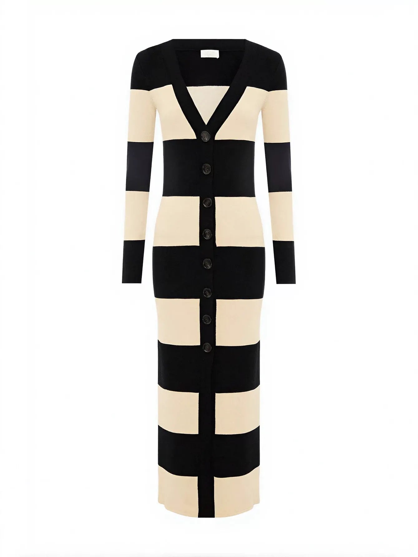 Striped Button Down Knit Midi Dress
