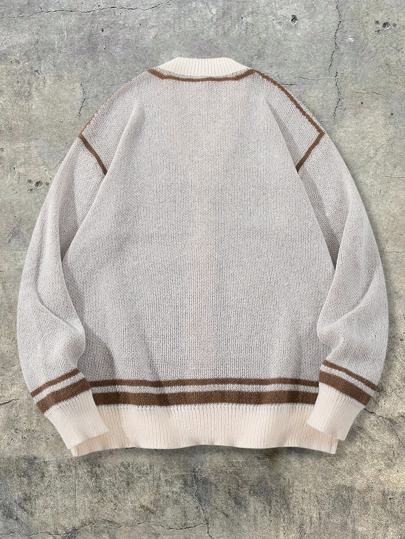 Oversized Graphic Varsity Knit Cardigan