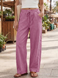 Comfy Striped Drawstring Wide Leg Pants