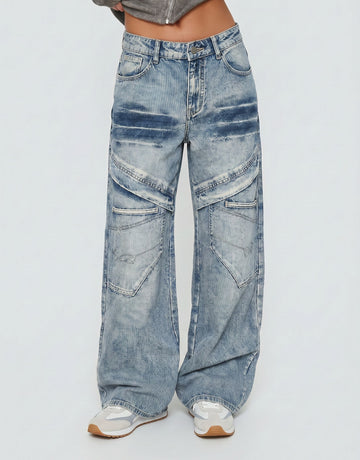 Distressed Baggy Cargo Wide Leg Jeans