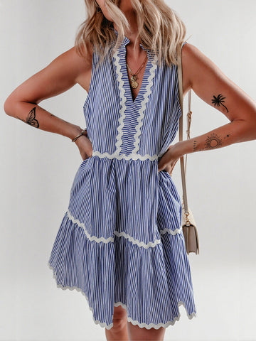 Striped Tiered Mini Dress