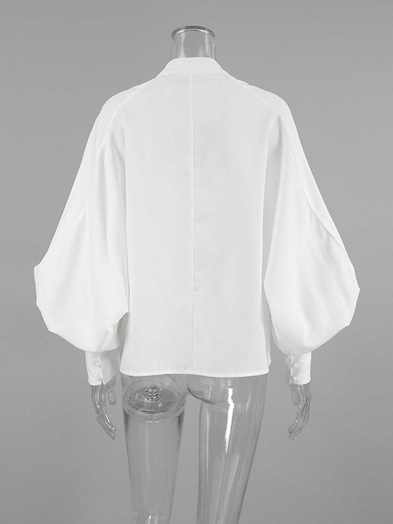 Elegant Balloon Sleeve Button Down Blouse