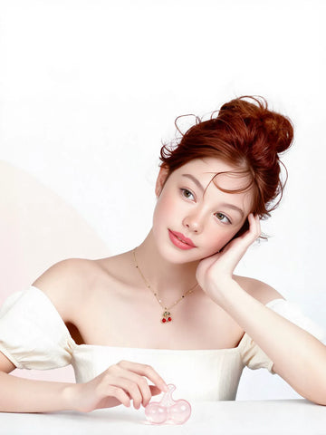 Dainty Crystal Cherry Gold Necklace