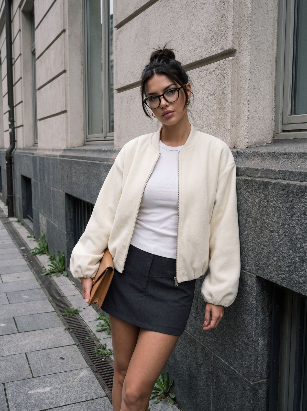 Cozy Fleece Zip Up Bomber Jacket