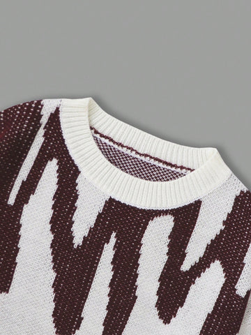 Oversized Graphic Print Knit Sweater