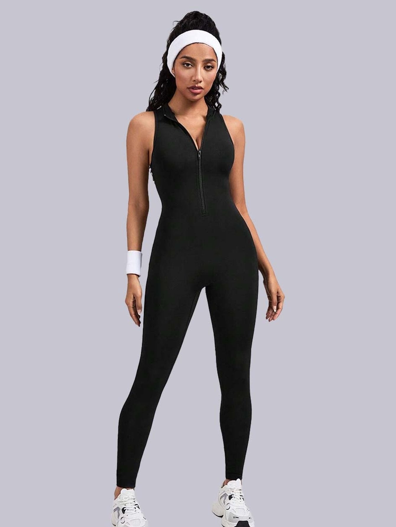 Sculpting Zip Front Athletic Jumpsuit