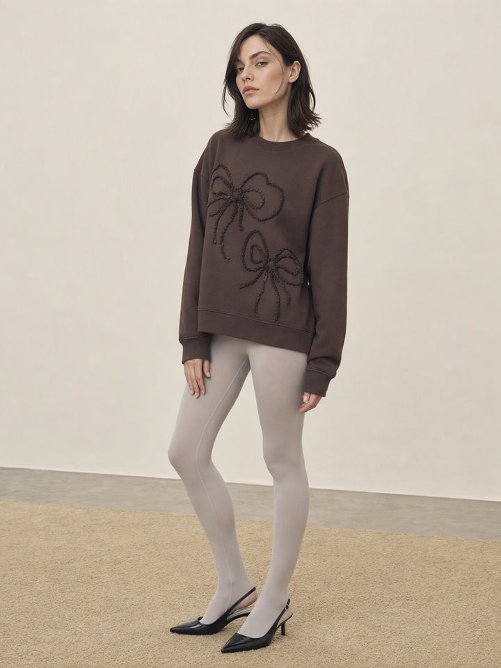 Ruffle Bow Graphic Fleece Sweatshirt