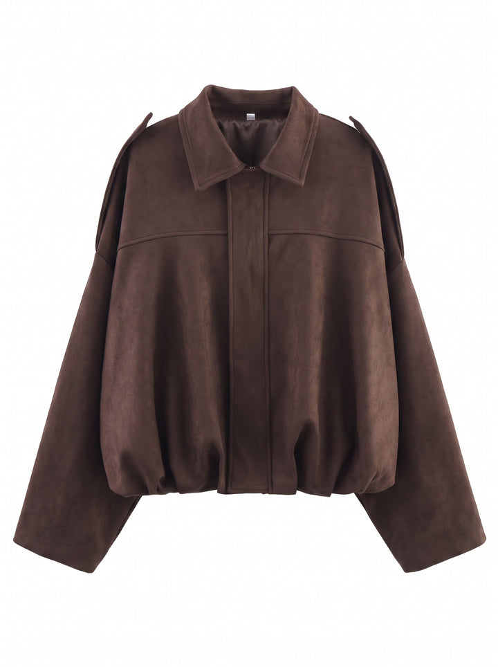 Oversized Faux Leather Bubble Hem Jacket