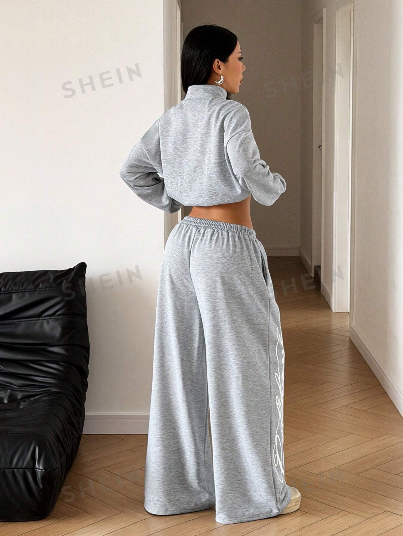 Oversized Graphic Zip Up Pants Set