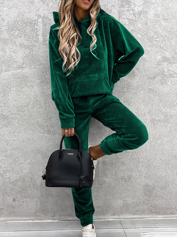 Cozy Velvet Hoodie Jogger Pants Set