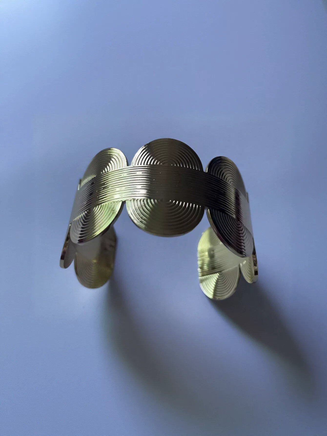 Gold Geometric Textured Statement Cuff Bracelet