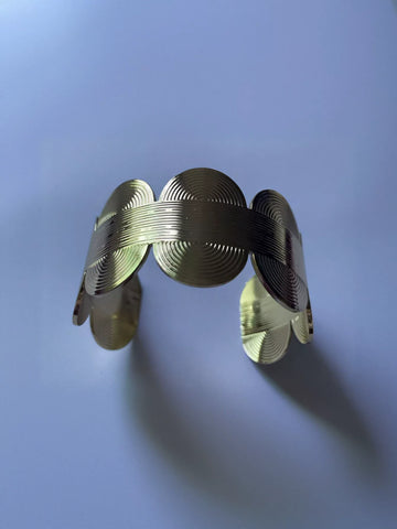 Gold Geometric Textured Statement Cuff Bracelet