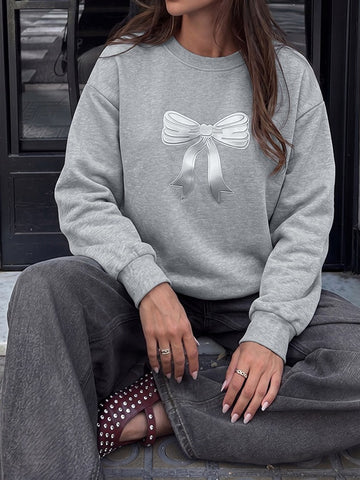 Cozy Bow Graphic Crewneck Sweatshirt