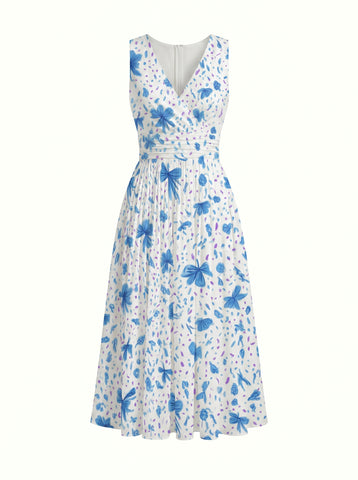 CORINNE
Floral Print V Neck A Line Midi Dress