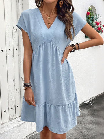 Ruffle Sleeve V Neck Mini Dress