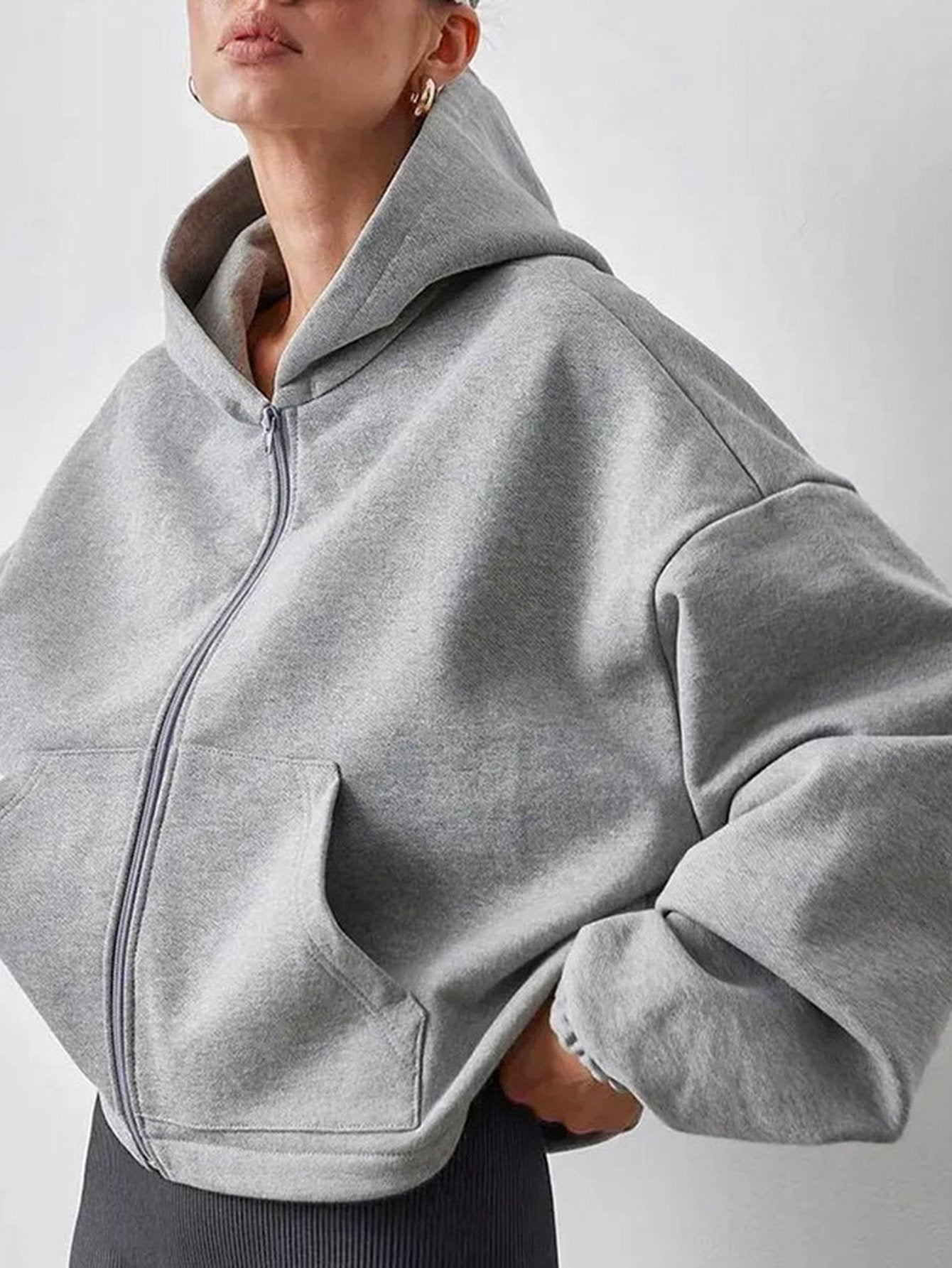 Oversized Boxy Zip Up Hoodie