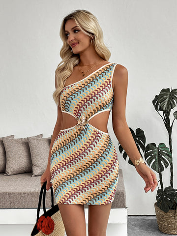 One Shoulder Cutout Glamorous Mini Dress