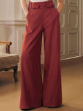 High Waisted Belted Wide Leg Pants