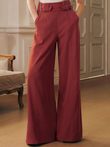 High Waisted Belted Wide Leg Pants