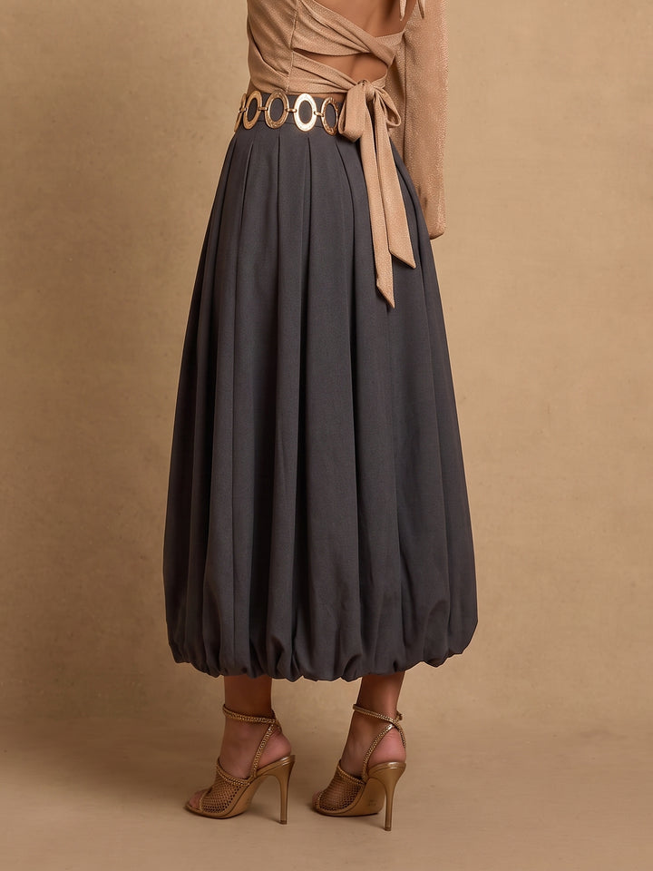 High Waisted Pleated Bubble Skirt