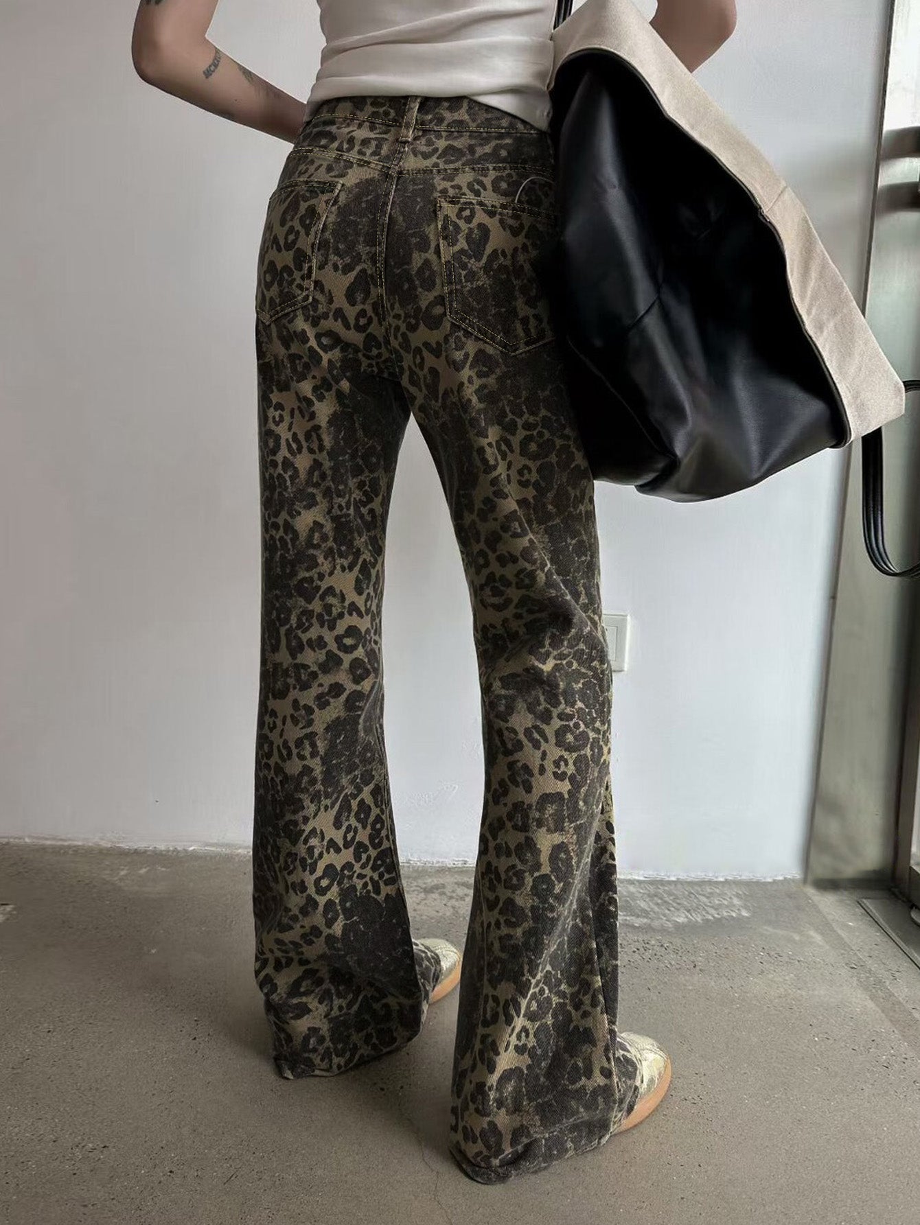 High Rise Leopard Print Jeans