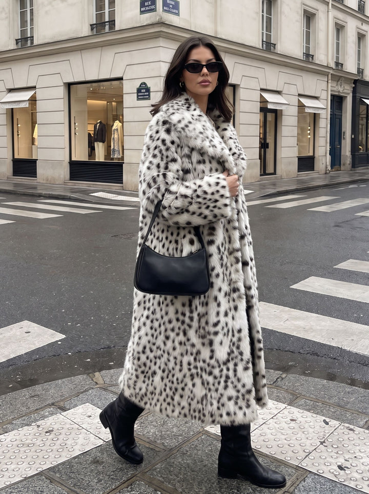 Luxurious Leopard Print Faux Fur Coat
