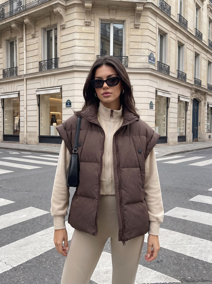 Oversized Padded Stand Collar Vest