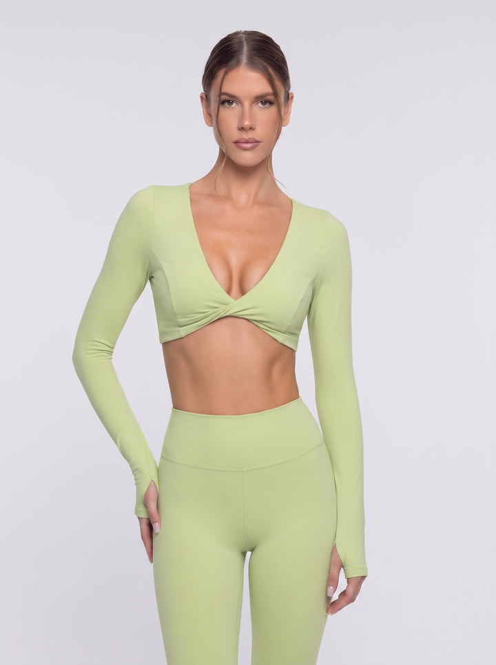 Seamless Twist Crop Flare Legging Two-piece Set