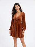 Lace Trim Velvet Mini Dress