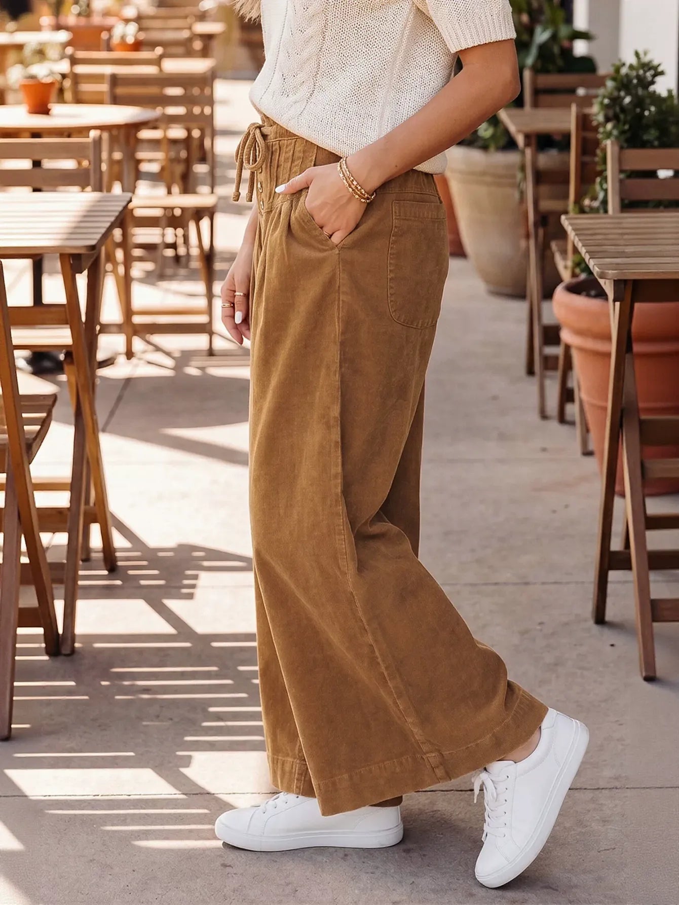 High Waisted Corduroy Wide Leg Pants