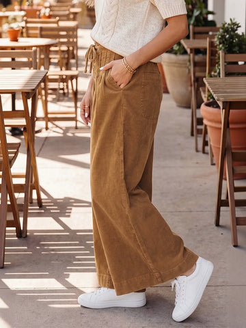 High Waisted Corduroy Wide Leg Pants