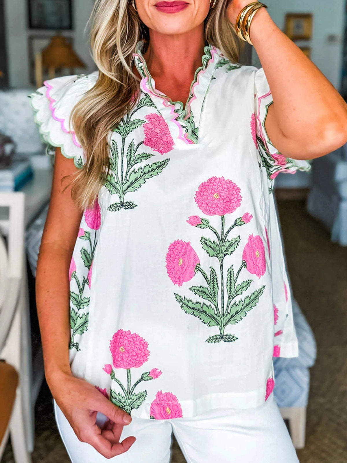 Scallop Edge Elegant Blouse