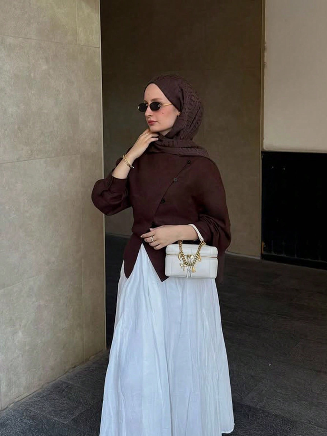 Asymmetric Button Linen Blend Jacket