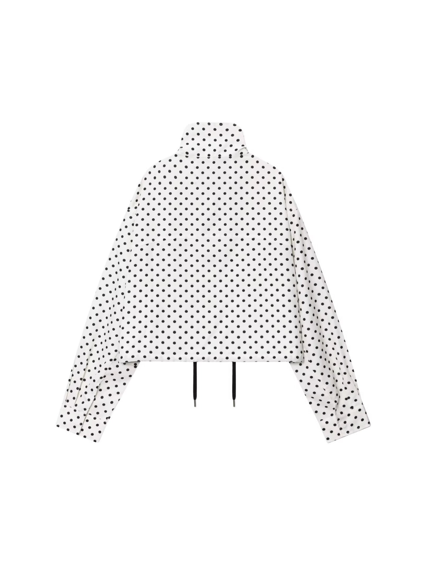 Polka Dot Cropped Stand Collar Jacket