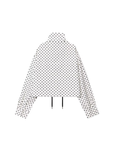 Polka Dot Cropped Stand Collar Jacket