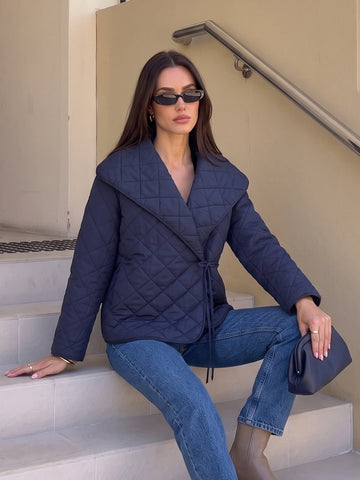 Elegant Quilted Wrap Puffer Jacket
