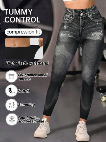 High-Waisted Distressed Casual Jeans