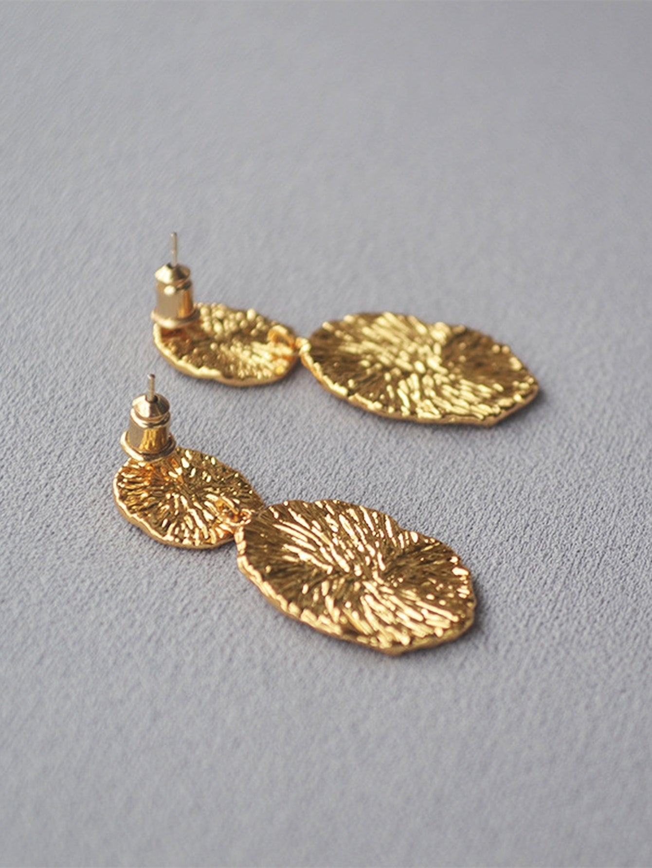 Textured Gold Statement Drop Earrings