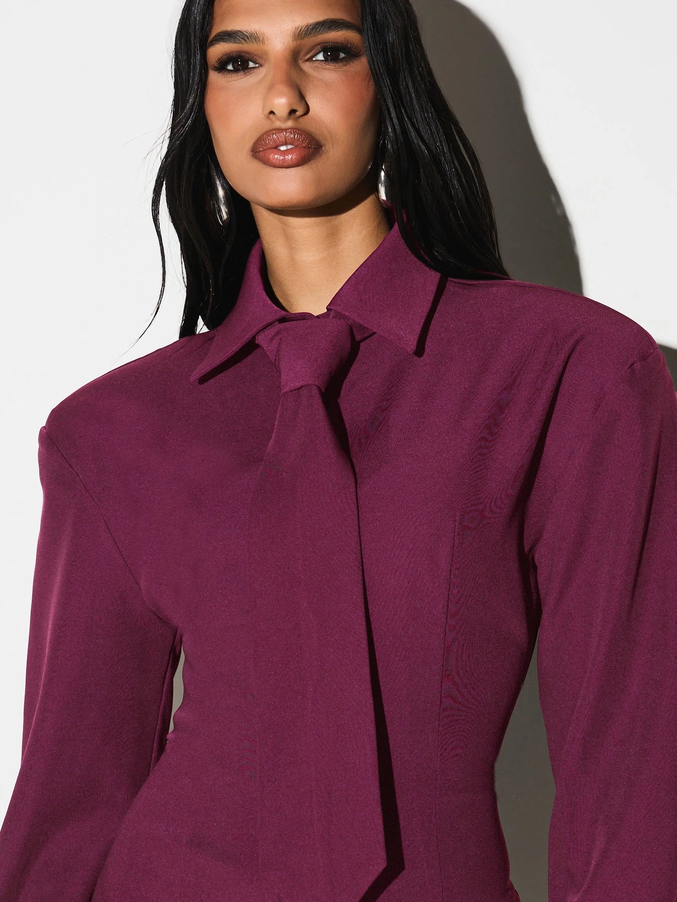 Tailored Tie Neck Shirt Dress