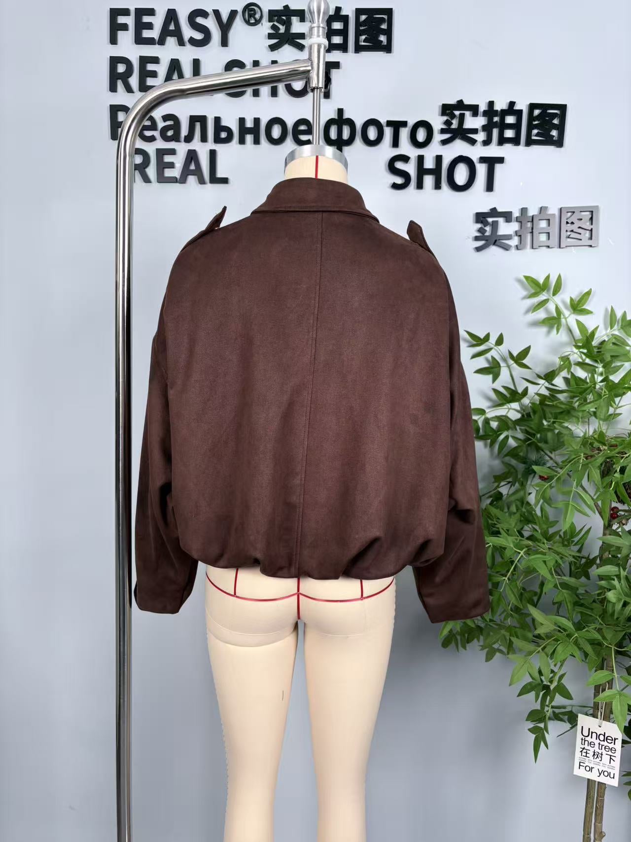 Oversized Suede Bubble Hem Jacket