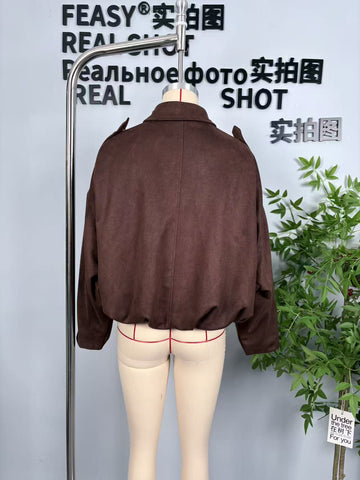 Oversized Suede Bubble Hem Jacket