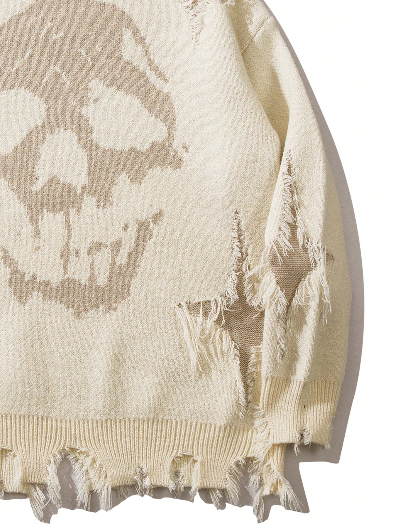 Distressed Grunge Skull Graphic Sweater